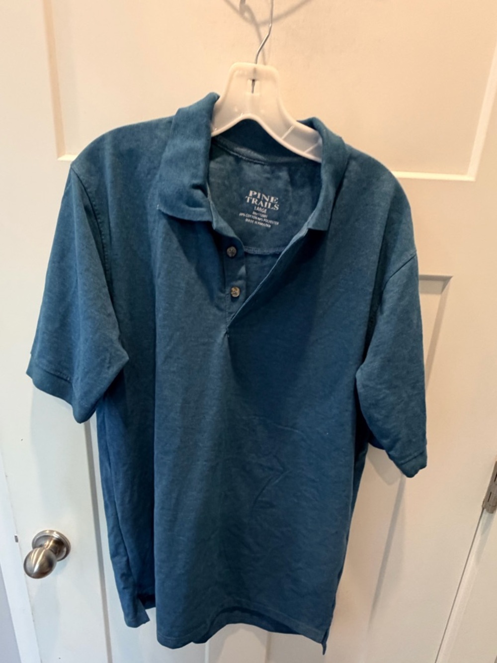 NWT Pine Trails Blue Polo Shirt Large Classic Casual Golf Top